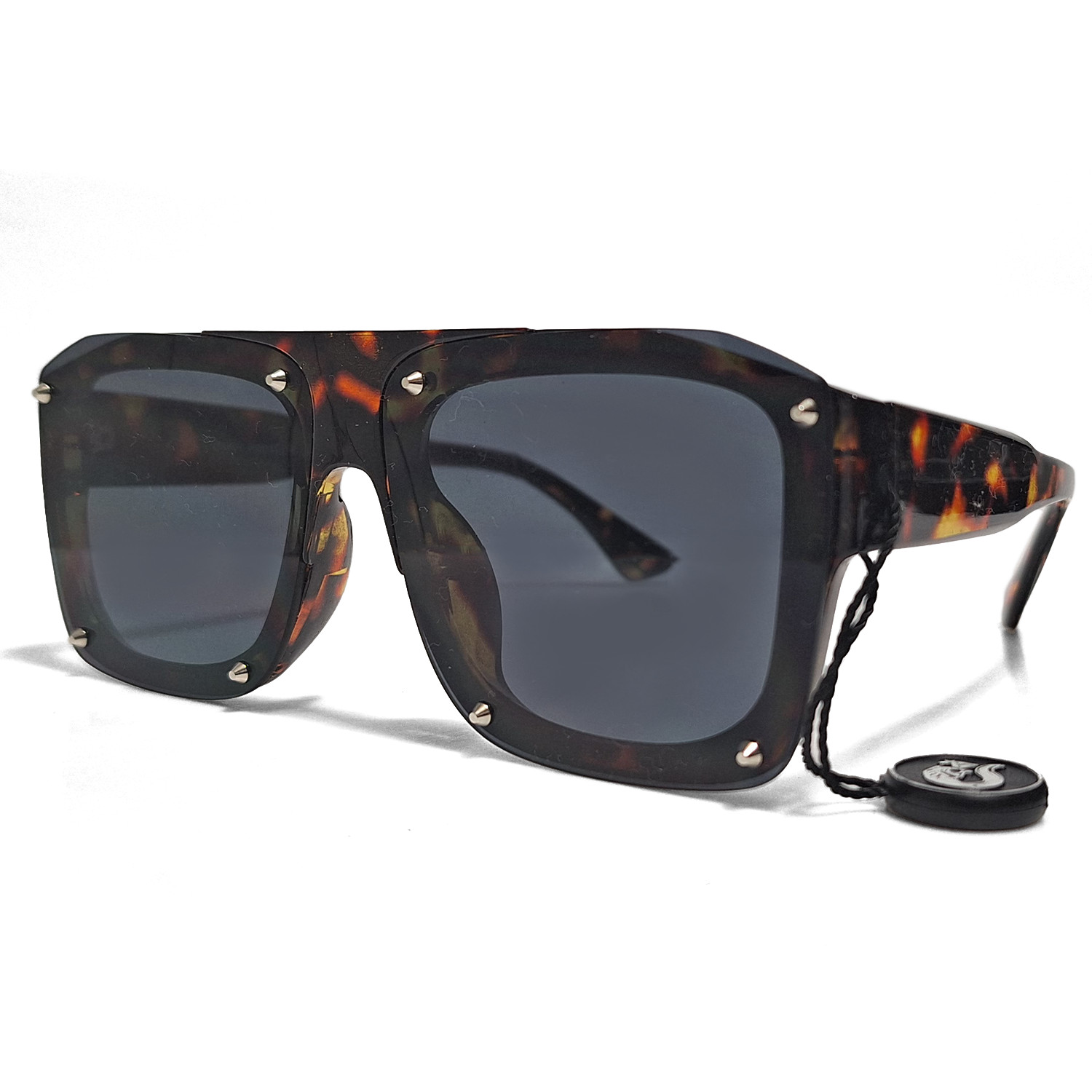 Stylish Rectangular Shield Sunglasses with Havana… - image 3