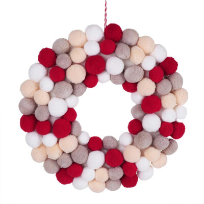 Valery Madelyn 14'' / 35cm rot & weiß Weihnachtskugeln Wolle Türkranz Neu
