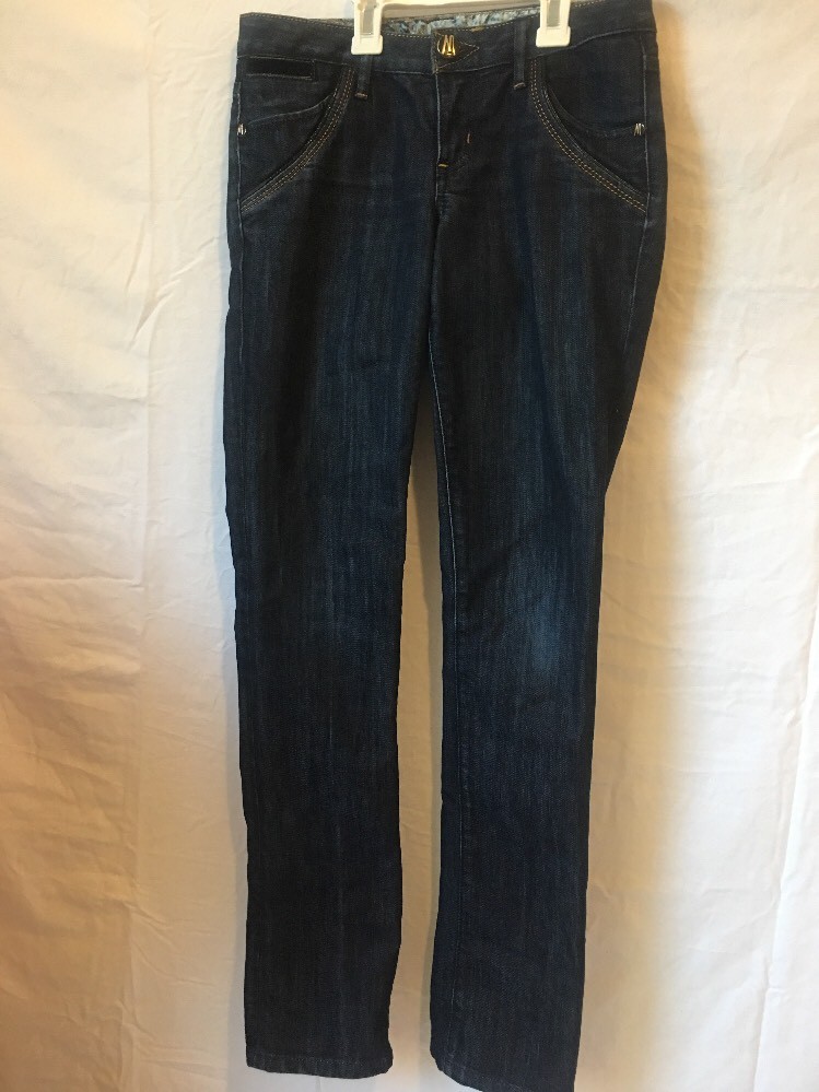 Guess by Marciano Dark Wash Cigarette Jeans 27 Patent Leather Detail