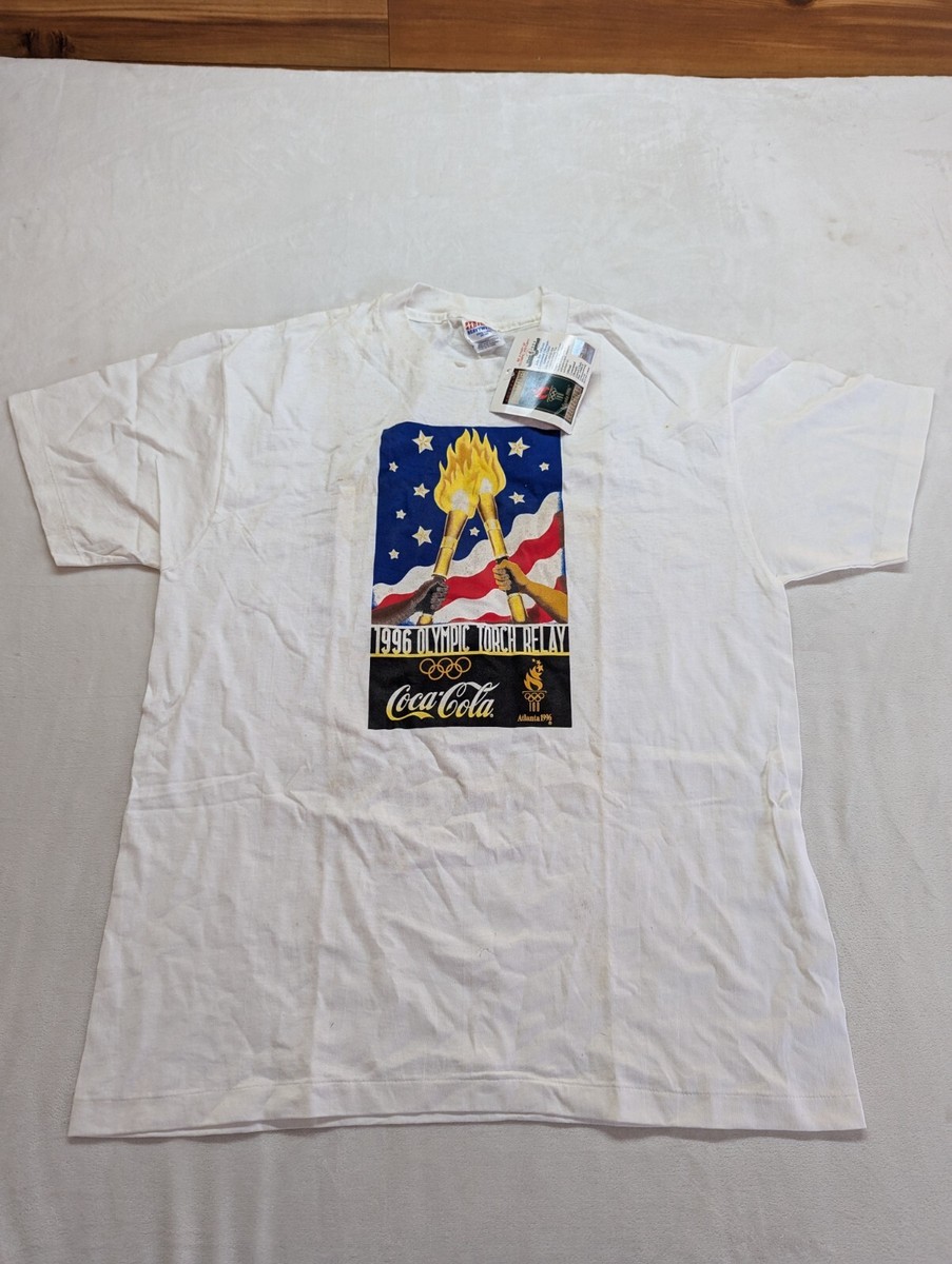 Vintage 90s Coca-Cola 1996 Olympic Torch Relay T-shirt Sz Large