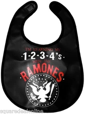 87021 Black Red White Ramones Eagle Emblem Logo Vinyl Baby Bib Sourpuss NEW