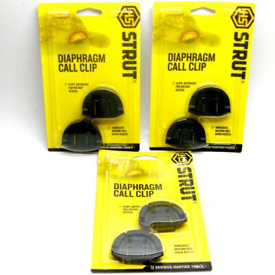 3 Pks 6 Clips HS STRUT TURKEY HUNTER DIAPHRAGM CALL CAP HAT HOLDER  + ELK DEER