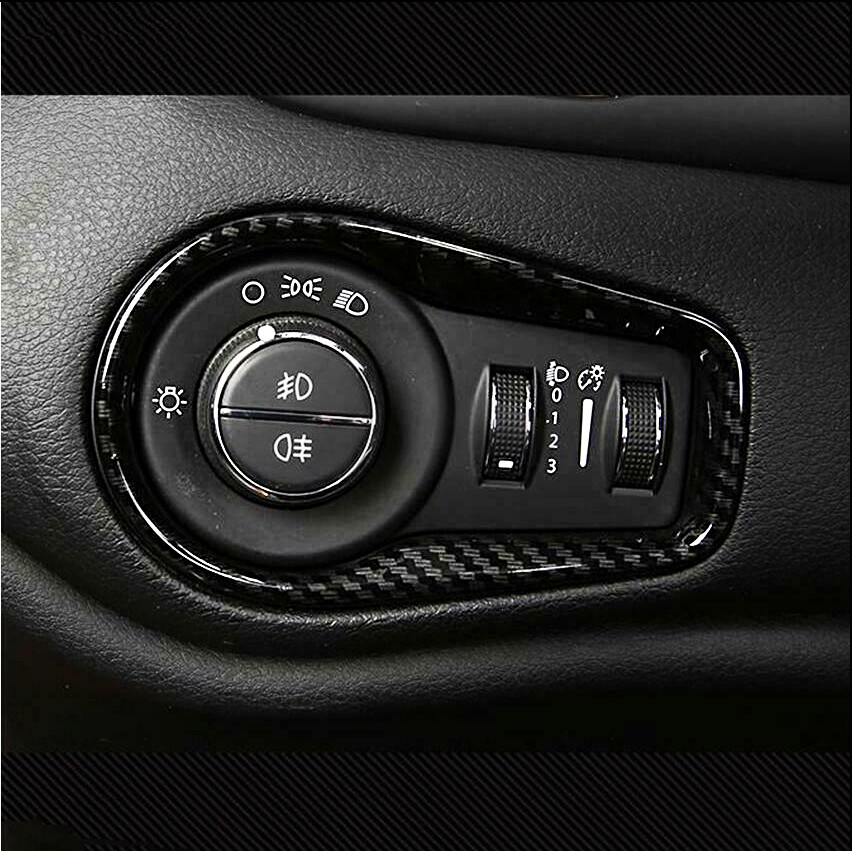 Headlight Control Switch Button Cover Trim For 2016+ Jeep Renegade Carbon Fiber