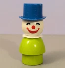 Vintage Fisher Price Little People Circus Clown w/ Blue Top Hat - Plastic Toy