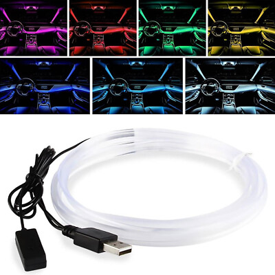 5M Auto RGB LED Innenraum Lichtleiste Ambientebeleuchtung Neon USB Atmosphäre,