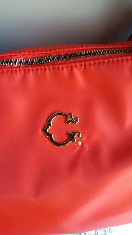   Bolsa tote feminina C Wonder, cor vermelha brilhante, nova, nylon, alças de couro. - Imagem 3 de 4