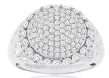 ESTATE LARGE 1.90CT DIAMOND 14KT WHITE GOLD 3D CLUSTER CIRCULAR ETOILE MENS RING