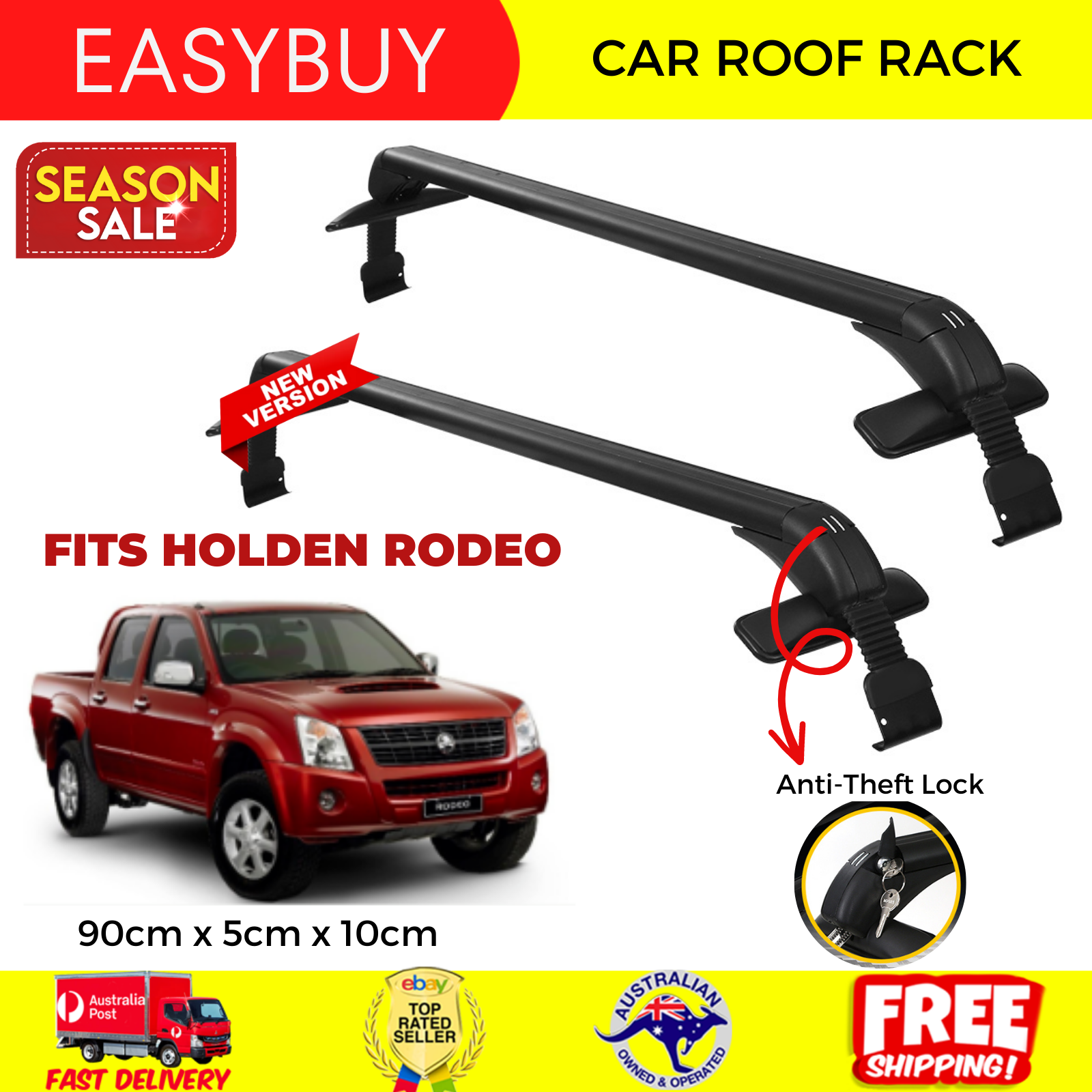 Roof Racks | for Holden Rodeo | Door Mount Car Top Universal Aluminium ...