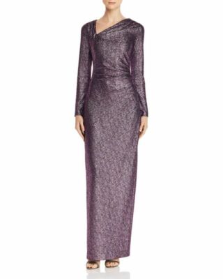 NWT SZ 0 Rachel Zoe Tori Shimmer Gown with Asymmetrical Neck