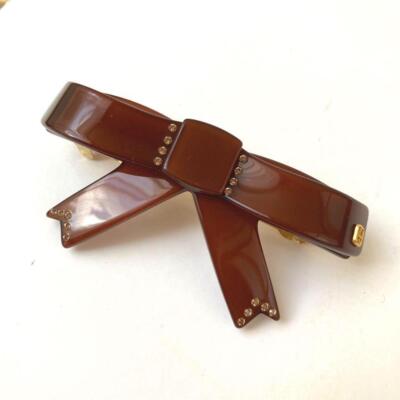 ALEXANDRE DE PARIS Ribbon Barrette Brown Women's