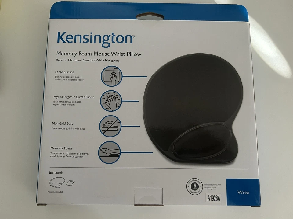 Kensington Wrist Pillow Memory Foam Mouse Wrist Rest, Black (KMW62816). New - Image 4 of 4