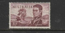 STAMPS AUST  PREDECIMAL  1963   10/-  FLINDERS  CREAM  PAPER  MUH