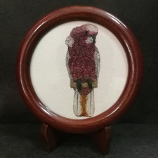 Natural Gemstone Beads Jewelry Antiques Decorative Pink Parrot Cockatoo Birds