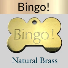 Custom Engraved Dog Tags Personalized Dog Collar Pet Tags Bone Pet NATURAL BRASS