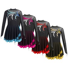 Girls Costume Youth Dress Roller Figure Leotard Kids Dancewear Gymnastics Shiny