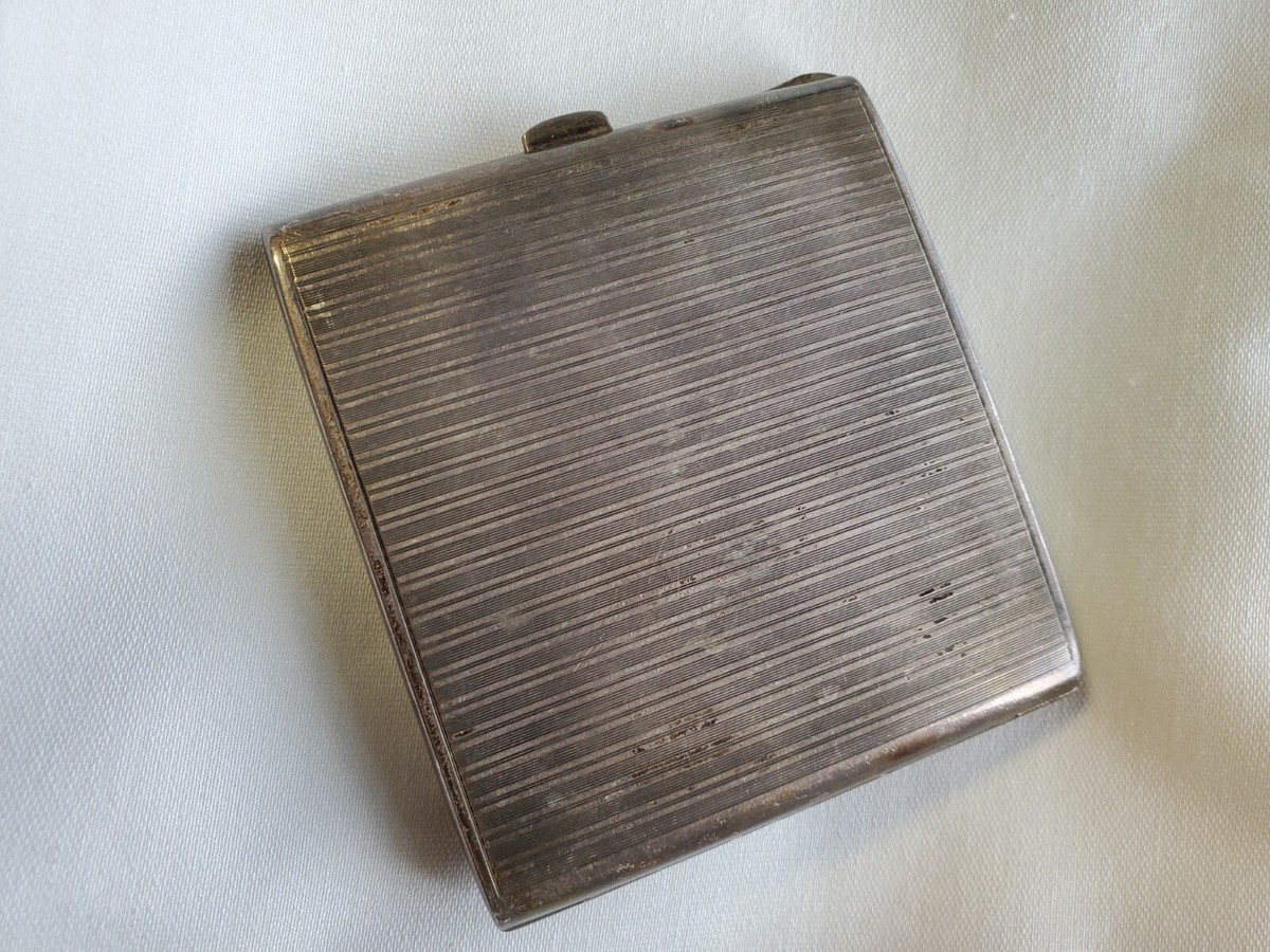 german silver cigarette case Vintage German 900 Silver Cigarette Case with Lapis Inlay
