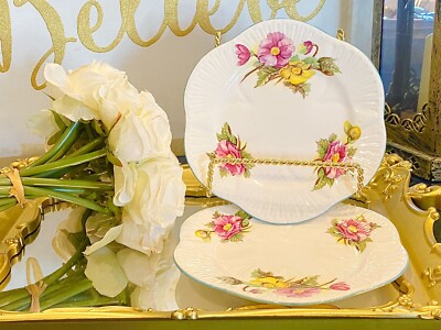 Pretty!Vintage Shelley Begonia Two Bread Butter (6in)Plates