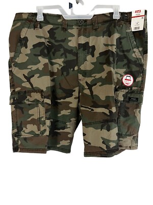 Mens Wrangler Camo Cargo Shorts w/ Flex Relaxed Fit Tech Pocket