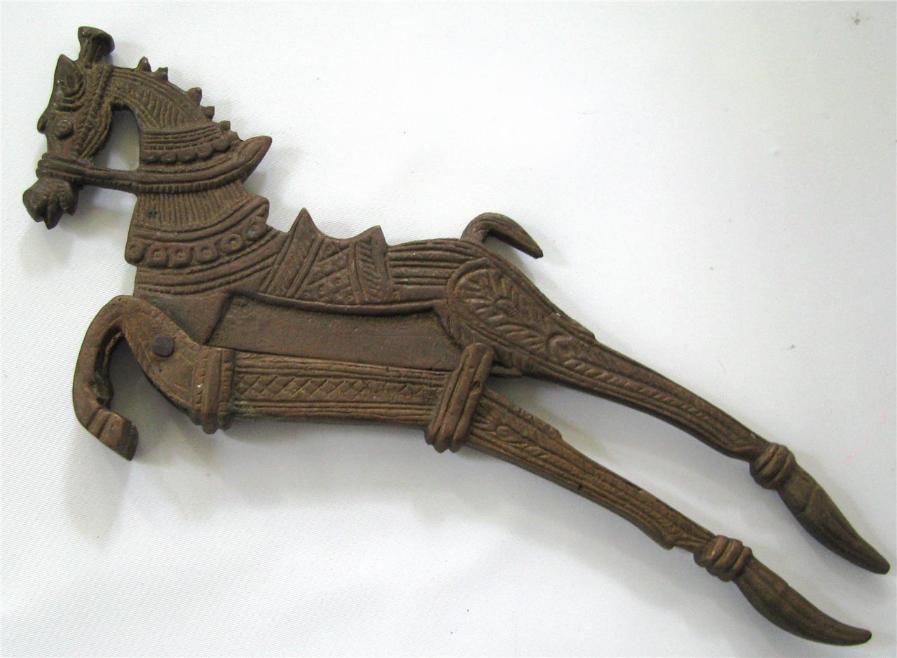 Vintage Fancy Brass Figural Horse Betel Nut Cracker Cutter Figure Gold Sarota