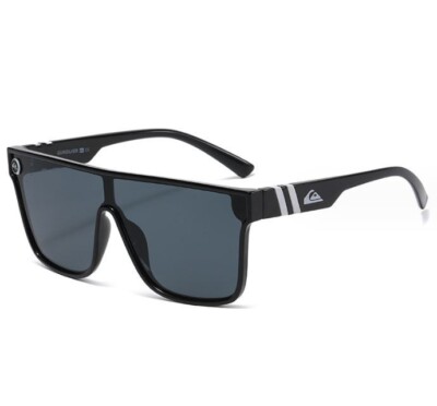 Quiksilver SciFi Shield Sunglasses Shiny Black Frame Dark Smoke Tinted Lens
