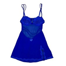 Vtg FREDERICK'S OF HOLLYWOOD Blue Lingerie Sheer Coquette Fairycore Bow Sz S