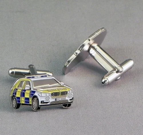 New pair BMW X5 Police Car mens men cufflinks cuff shirt links metal enamel - Image 2 of 2
