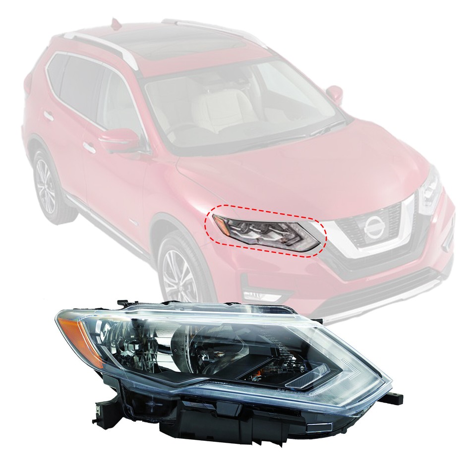 Halogen Headlamp Assembly Left Side For Nissan Rogue 2017-2020 With LED DRL 7 thumbnail image