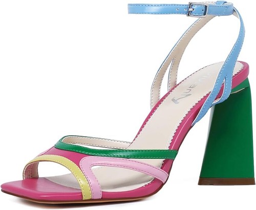 vivianly Color Block Square Open Toe Chunky High Heel Strappy Ankle Sandals US 8 - Picture 11 of 21