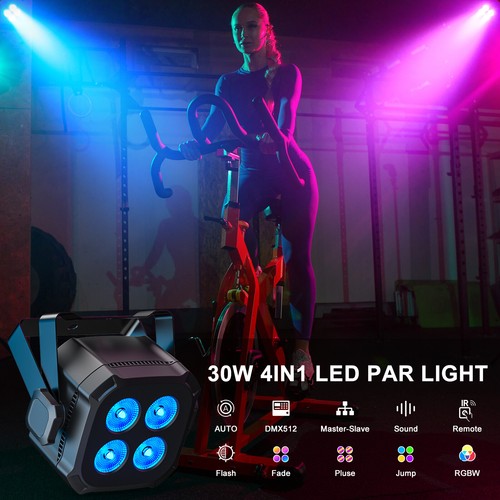 RGBWYP+CYAN Par Light 4 LEDs DMX Remote Control RGBW Stage Light DJ Disco Party - Picture 2 of 11