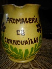 Antico Francese Ceramiche Brocca Folk Art Decorazione Fromagerie De Cornuaille