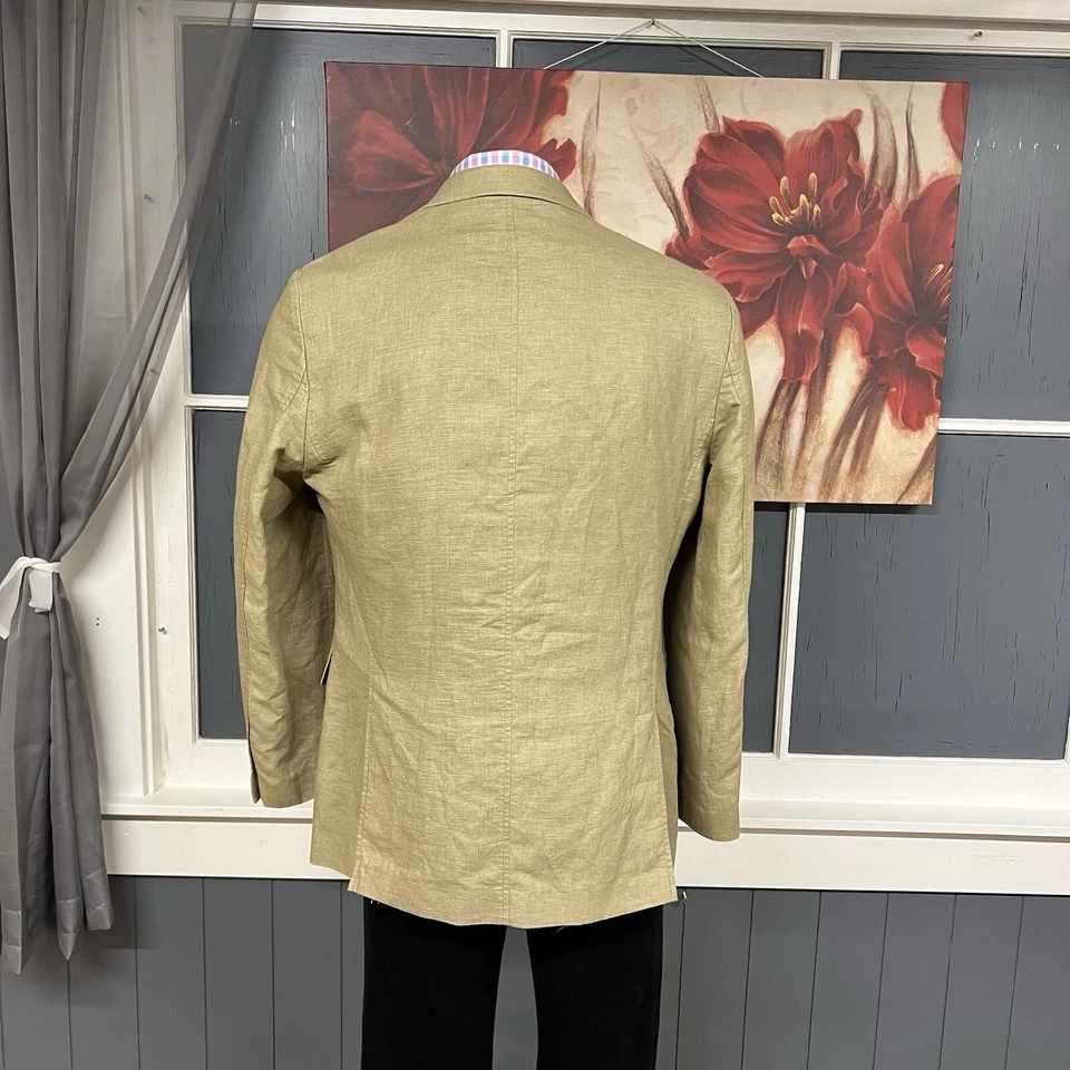 Abrigo deportivo Pronto Uomo etiqueta azul mezcla de lino chaqueta elástica para hombre talla mediana Foto 3 de 4