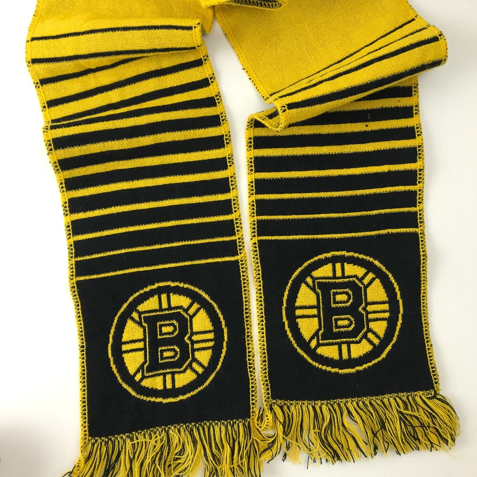 Bufanda de invierno Boston Bruins negra amarilla con rayas Foto 2 de 4
