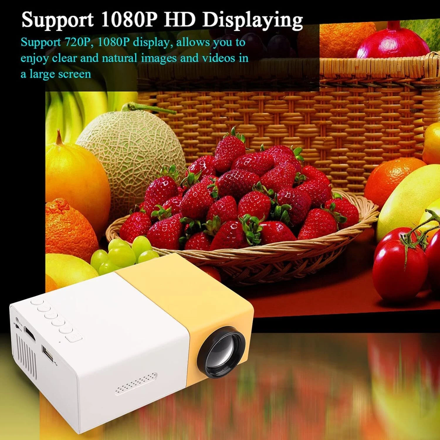 Portable Mini Projector 1080P LED WiFi Video Home Office Theater Cinema HDMI USB Portable Mini Projector 1080P LED WiFi Video Home Office Theater Cinema HDMI USB