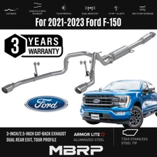 MBRP 3/ 2.5'' Cat-Back AL Dual Rear Exit Exhaust w/SS Tip For 21 - 23 Ford F-150