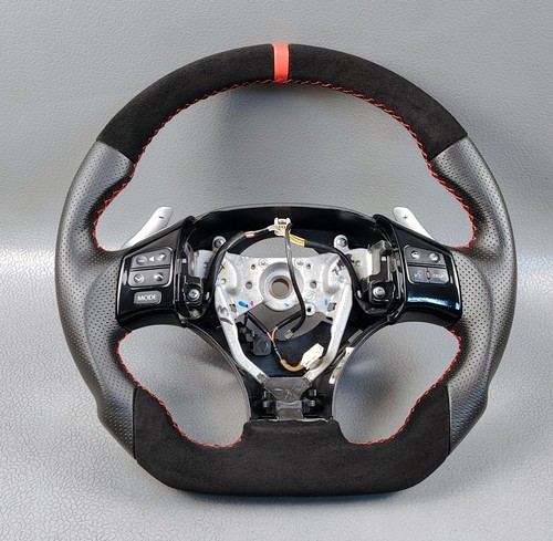 STEERING WHEEL SPORTS LEXUS IS250 IS350 ISF MULTIMEDIA FLAT BOTTOM SUEDE LEATHER - Picture 2 of 17