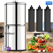 2.25G Gravity Water Filtration System Countertop W/3 Filters for Home Outdoor