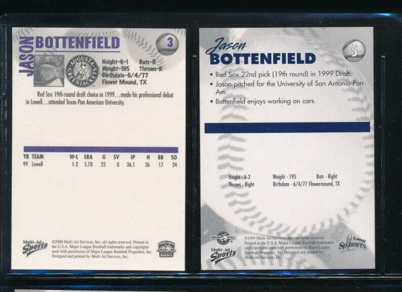 Lot (2) Jason Bottenfield Multi-ad 1999 #5 2000 #3 Spinners