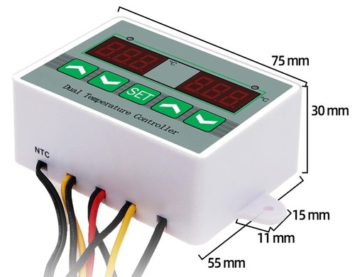 DIGITAL DUAL TEMPERATURREGLER ZWEI RELAISAUSGÄNGEN THERMOSTAT 12V 24V DC 230V - Bild 7 von 8