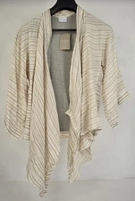 Dolan Anthropologie Soft Zig Zag Print Silk Cardigan Beige XS S NWT