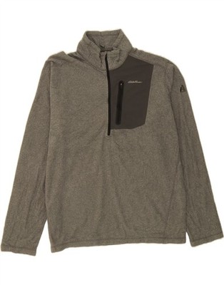 EDDIE BAUER Herren Fleecepullover mit Reißverschluss am Ausschnitt XL grau Polyester MD06
