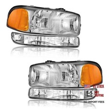 Headlight OE Replacement 1-Clear Lens Chrome Housing Amber Reflector