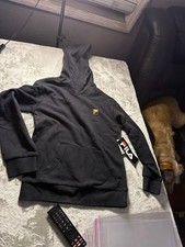 FILA Youth Black Pullover Hoodie with Gold Back Hit Logo Size M 10-12