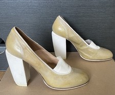 Designer Dries Van Noten canvas chunky block high heels shoes size 39 (6)  