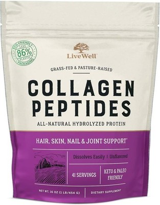 Live Conscious Collagen Peptides Powder   Grass-Fed Hydrolyzed Collagen - 16 oz
