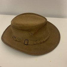 RARE JIMY Brown LEATHER OVERLANDER BUSH HAT SIZE L MADE IN AUSTRALIA