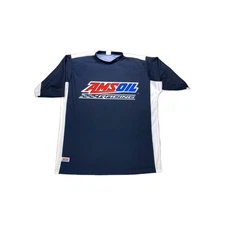 Official AMSOIL Sportswear Racing T-Shirt Mens XL Blue White Crew Neck Pullover