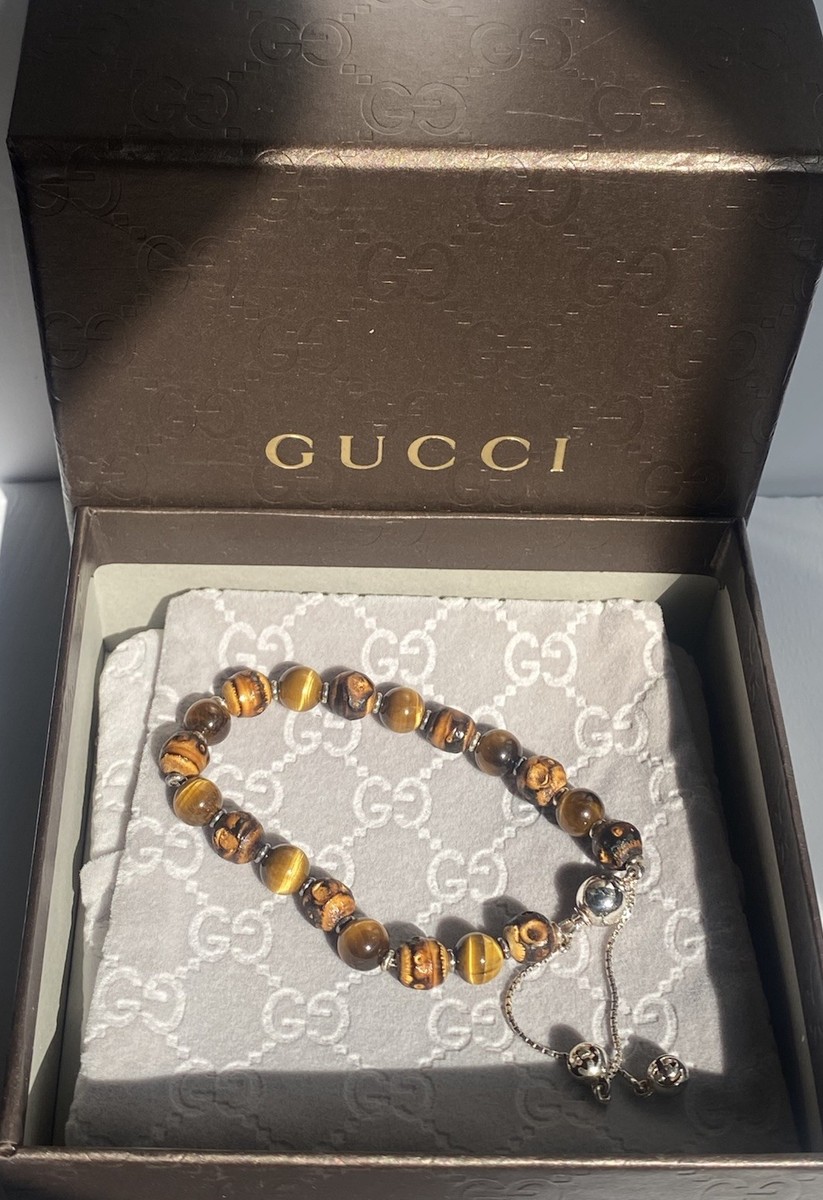 Super Rare/Authentic Vintage New/Gucci Sterling Silver Tiger Eye
