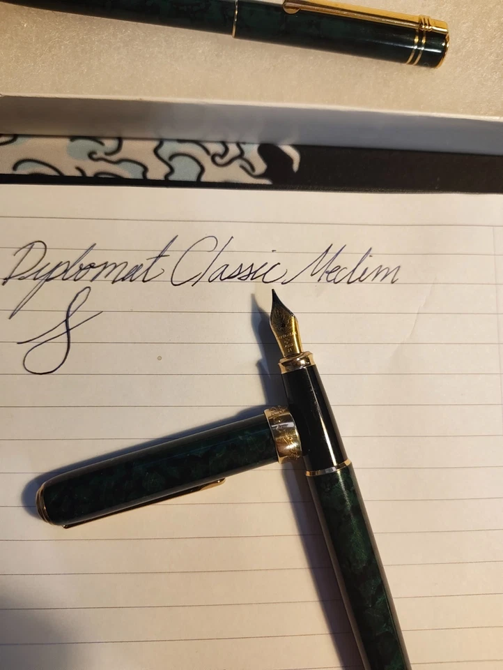 Diplomat classic fountain pen medium ballpoint set gold germany 1990s vintage - image 2 of 4