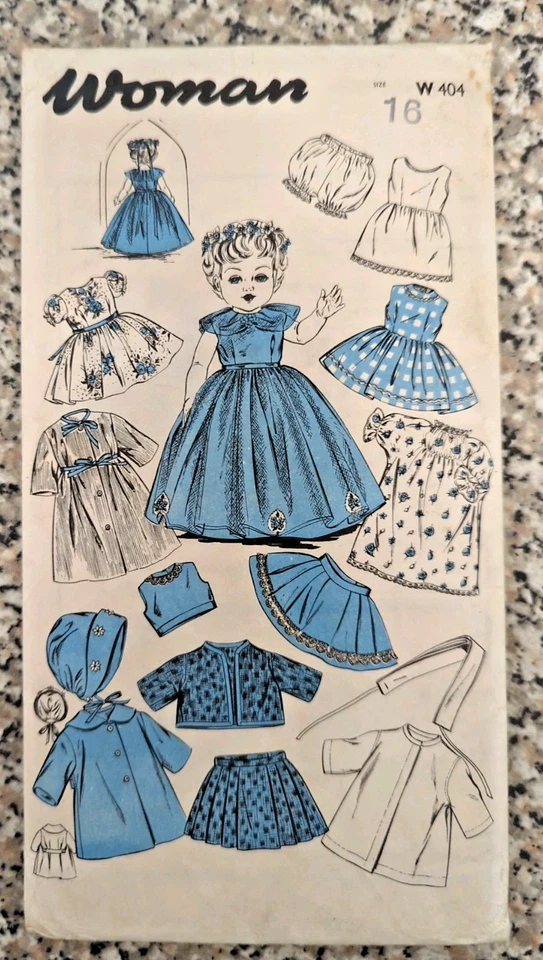 Vintage 1950s Woman Doll's Clothes Printed Sewing Pattern Size 16" - Image 2 of 3