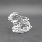 Waterford Crystal Easter Bunny Figurine Sitting Rabbit Ears Down Vintage Signed